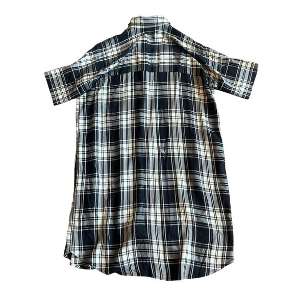 Madewell Black Plaid Shirt Dress Mini Length Short Sleeve Size XS Women's - Picture 6 of 11